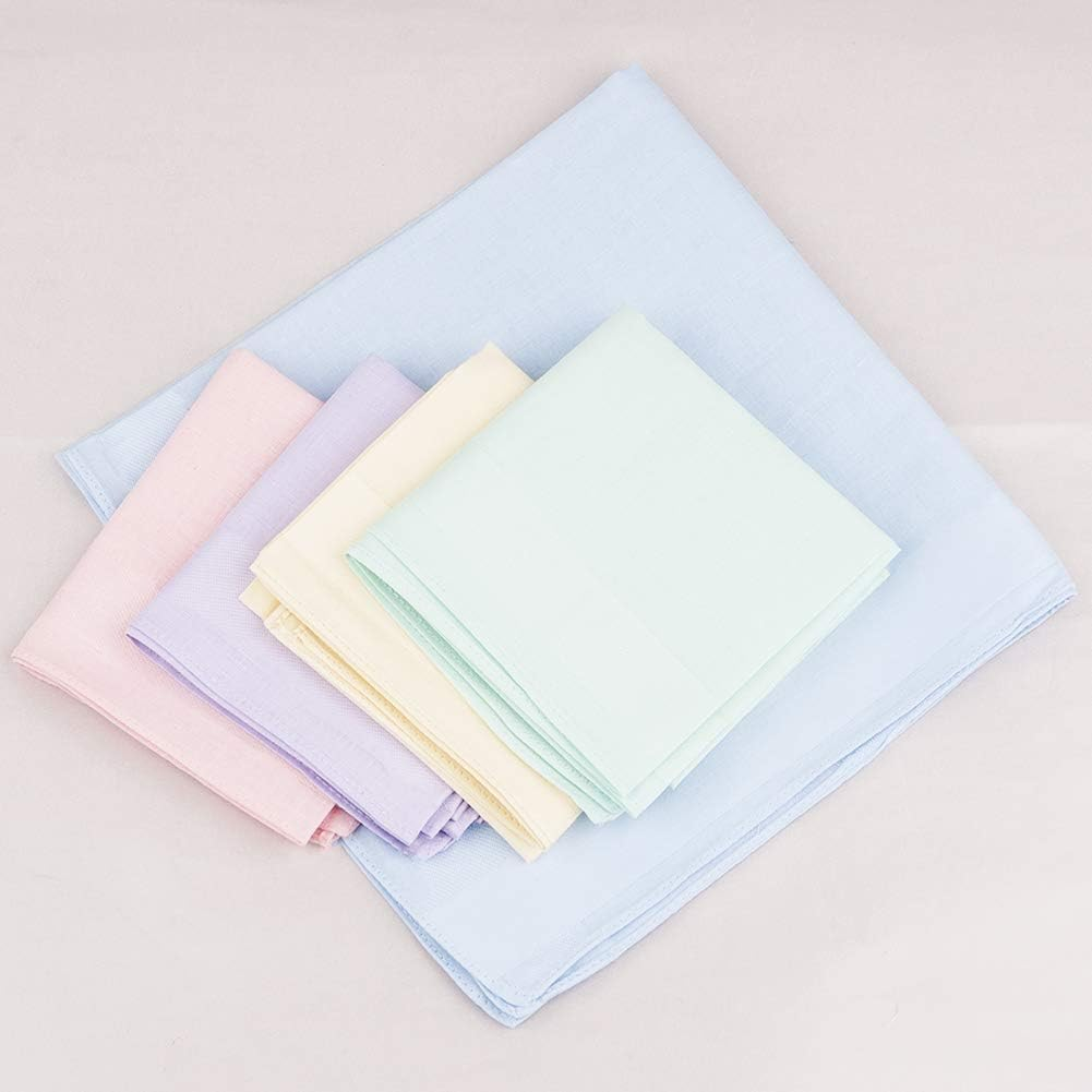 TCOTBE Ladies 100% 60S Cotton Handkerchiefs Womens Solid Candy Color Hankies for Wedding Party 16X16" image number 1