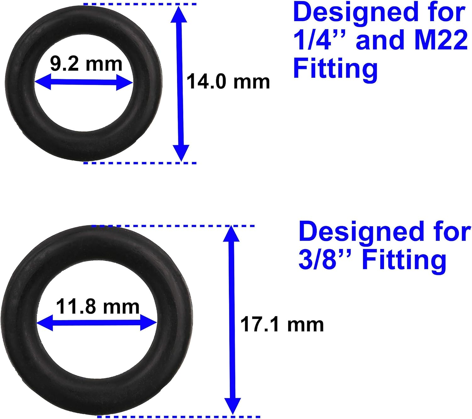 M MINGLE Power Pressure Washer O-Rings for 1/4 Inch, 3/8 Inch, M22 Quick Connect Coupler, 40-Pack