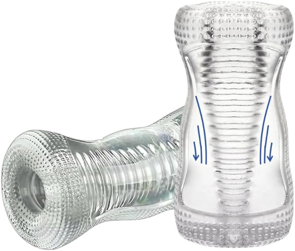 ZERKOR Transparent Male Masturbator &ndash; Manual, TPE, Dual-Ended, Soft, Tapered Channel Realistic Textured Pussy Ass Masturbating Stroker, Masturbation Cup Sex Toy for Straight Gay Men image number 2