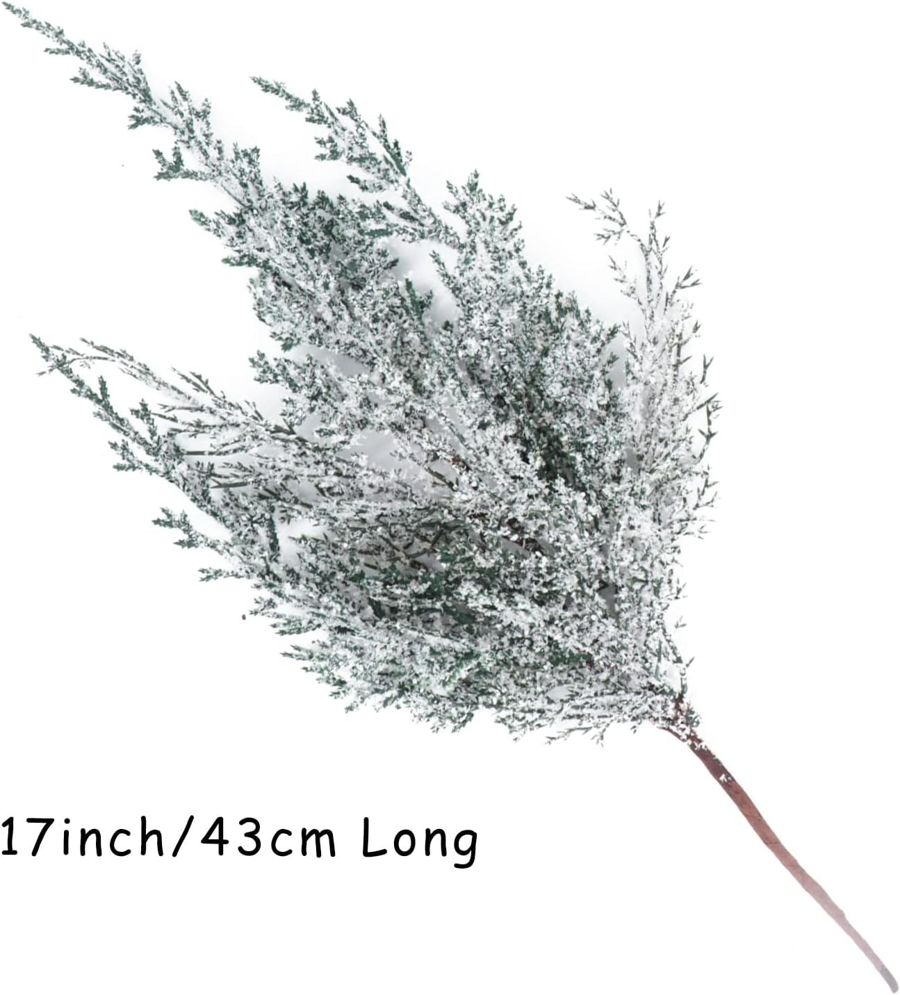 6 Pieces Frosted Artificial Cedar Pine Branches Sprigs 17" Snowy Faux Cedar Twig White Winter Greenery Stems Pine Picks Cedar Spray for Christmas Tree Craft Wreaths Garlands Holiday Season Decor (6) image number 3