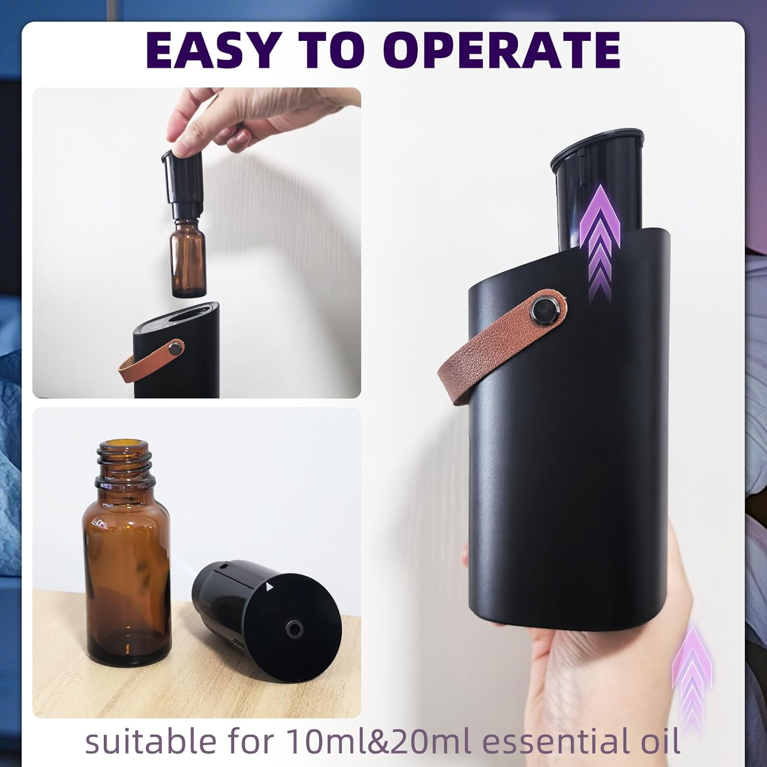 Essential Oil Waterless Diffuser, Car Aroma Diffuser Portable USB Charging Waterless Aromatherapy Diffuser 3 Mist Levels Scent Air Machine for Car Room image number 1