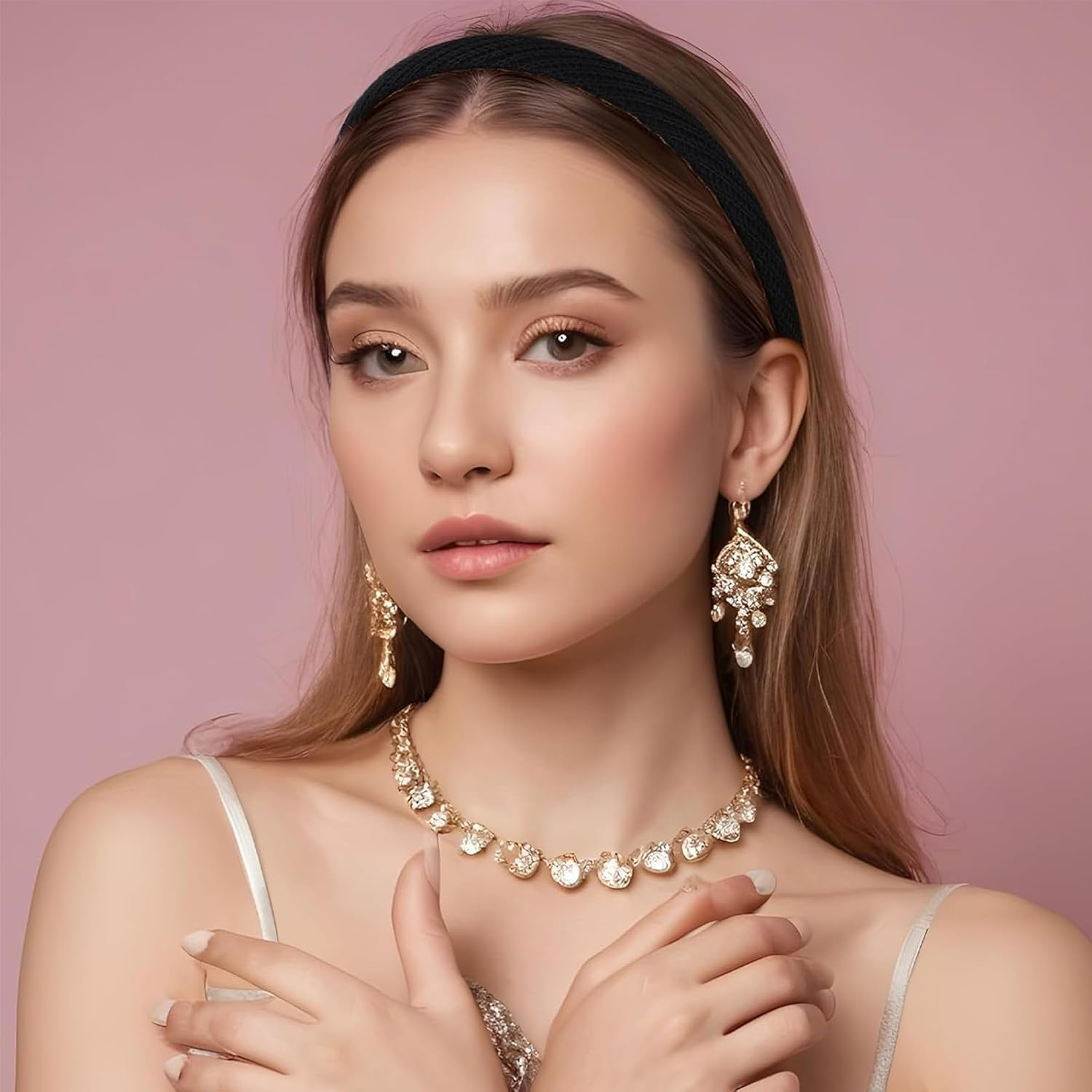 ASOMI 4 Pieces Headbands for Women Thin Knitted Fashion Non-Slip Headbands for Women Hair Cute Solid Color Hair Accessories (Black, Khaki, Coffee, Cream) image number 6