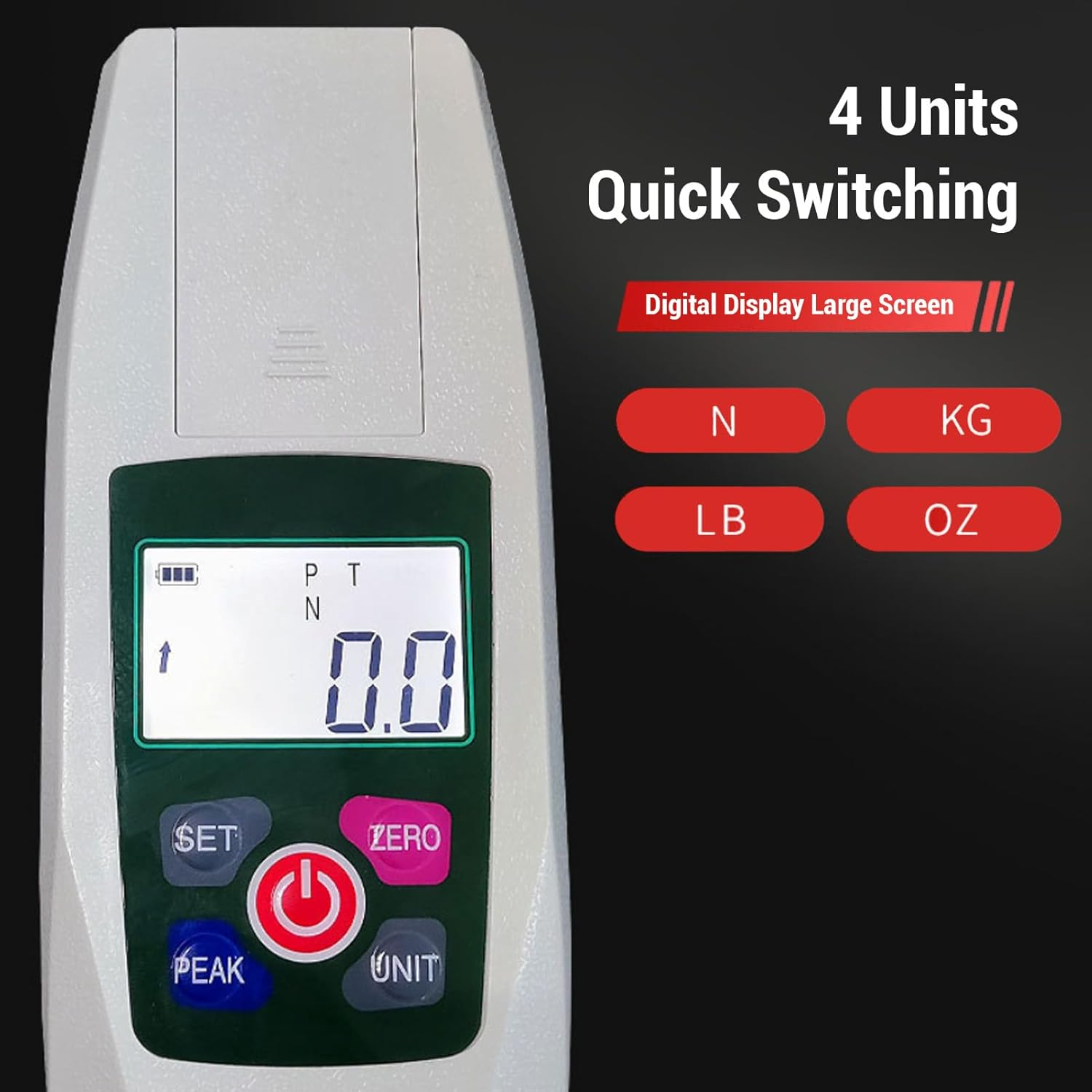 Generic Digital Force Meter 50N Push Pull Meter, Portable Force with 4 Units N, Kg, Lb, Oz, Auto Backlit LCD, Auto Power Off, Dynamometer for Lab image number 4