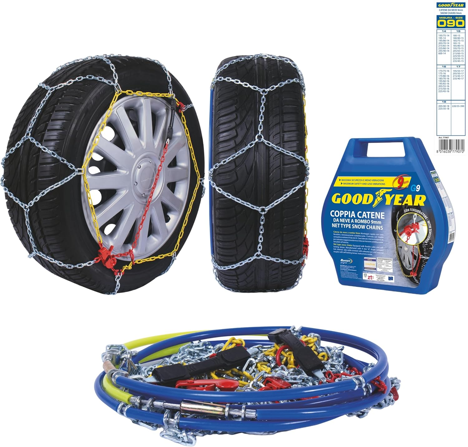 Goodyear 77907 "G9, 9 Mm Car Passenger Snow Chains, TUV and ONORM Approved, Size 090 image number 1