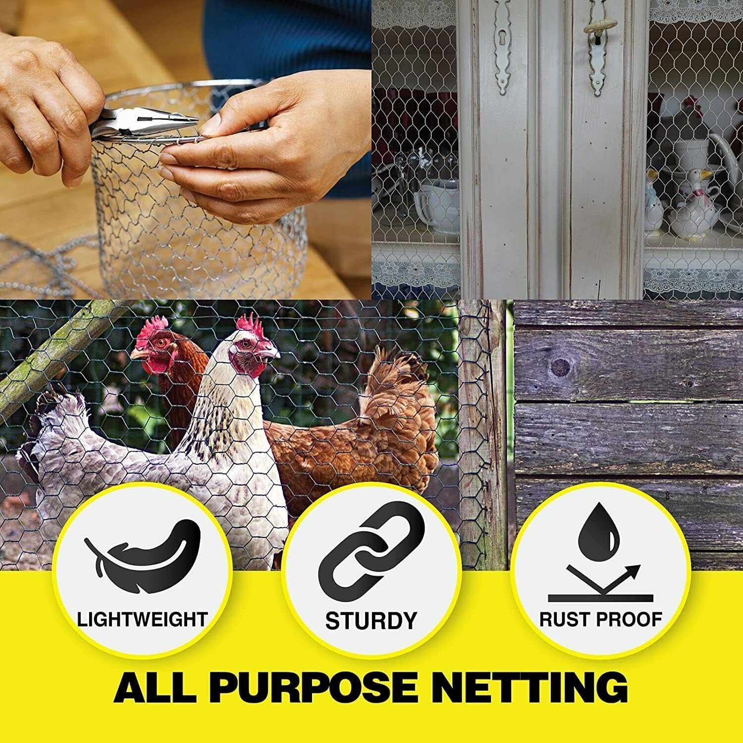[2PCE] Handy Hardware Chicken Wire Netting Fence Rust Proof Sturdy Galvanised Protect Secure 5M X 1M All Purpose Use, Easily Shapes and Moulds image number 4