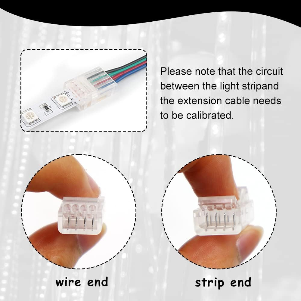 20 Pieces 4-Pin LED RGB Strip Connector, Transparent Solderless LED Linghting Adapter, Quick Connector Extension Terminal for LED Strip Lights, Gapless Track Lighting Connectors image number 4