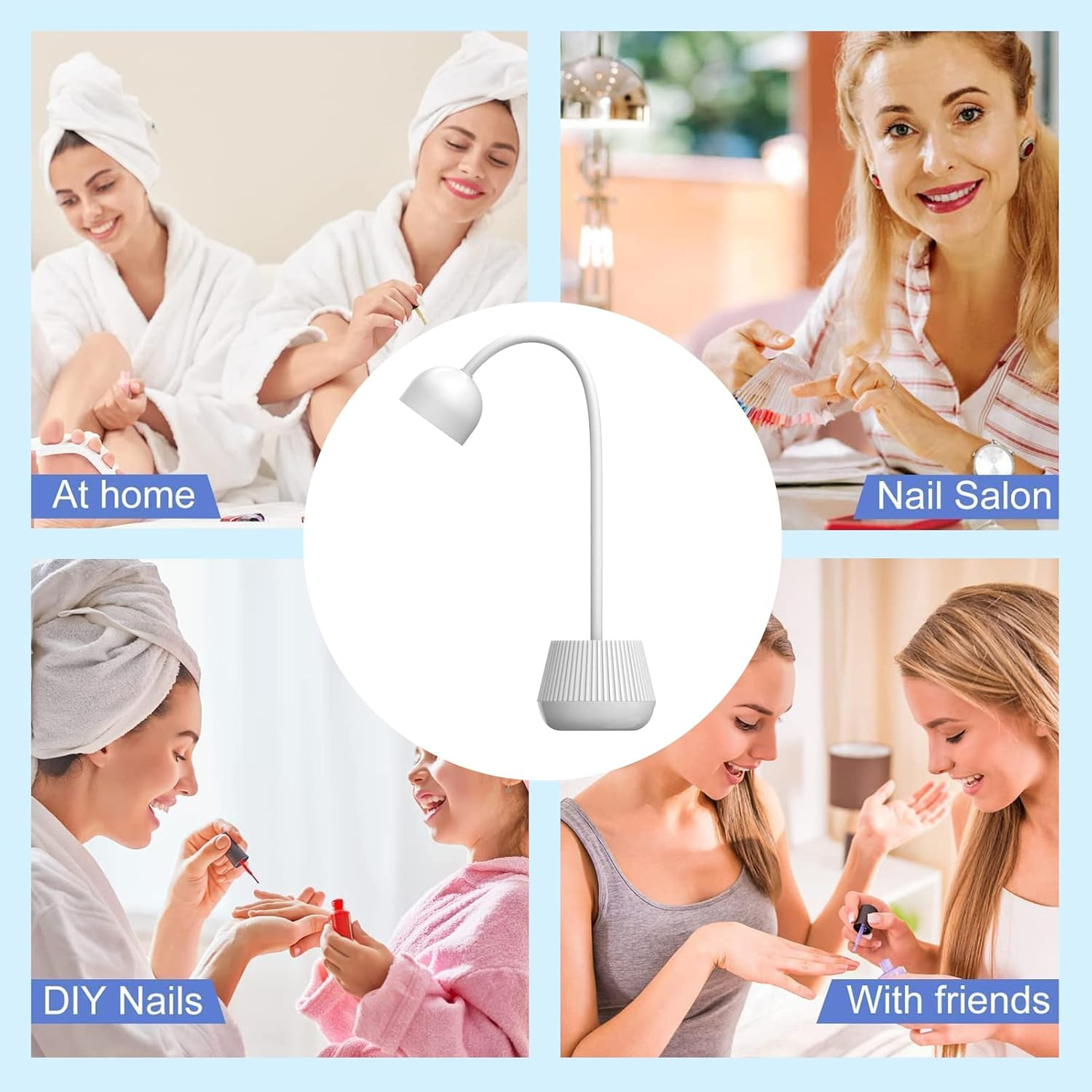 JOSBES Cordless UV LED Nail Lamp, 24W Mini Nail Dryer, 360 Rotatable, Touch Control, White, Plastic, Waterproof, Home DIY & Salon Manicure image number 3