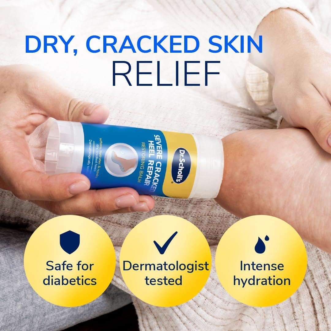 Dr. Scholl'S Severe Cracked Heel Repair Restoring Balm 2.5Oz, with 25% Urea for Dry, Cracked Feet, Heals and Moisturizes for Healthy Feet, Epsom Salt Soothes, Safe for Diabetics, 3-Pack image number 5