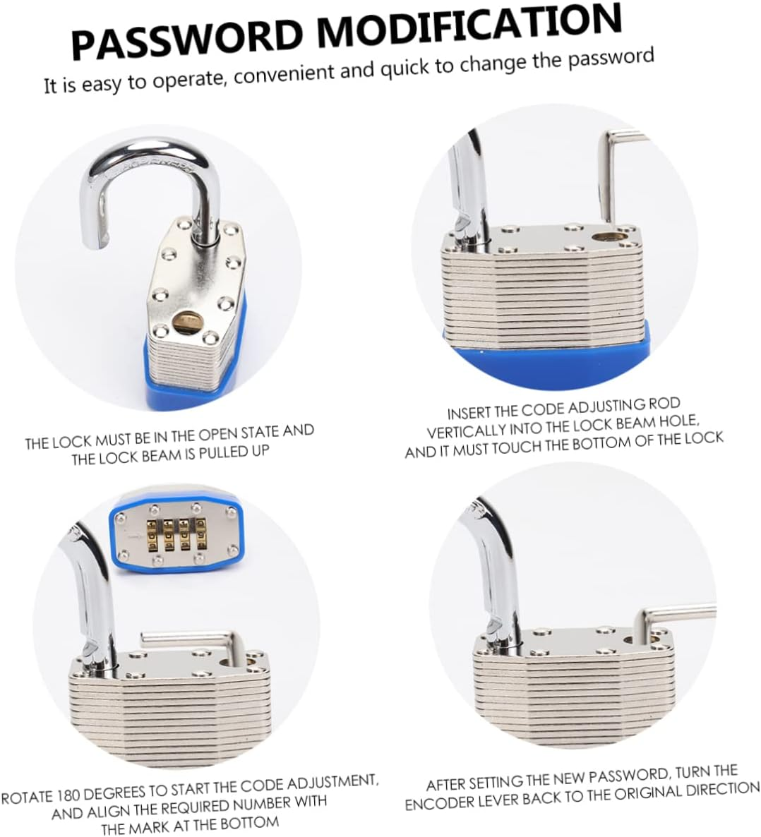 Outanaya Combination Password Padlock for Suitcases and Travel Bags, 4-Digit Household Door Lock with 45Mm Large Solid Body, Secure Journey Padlock for Luggage and Suitcase Protection