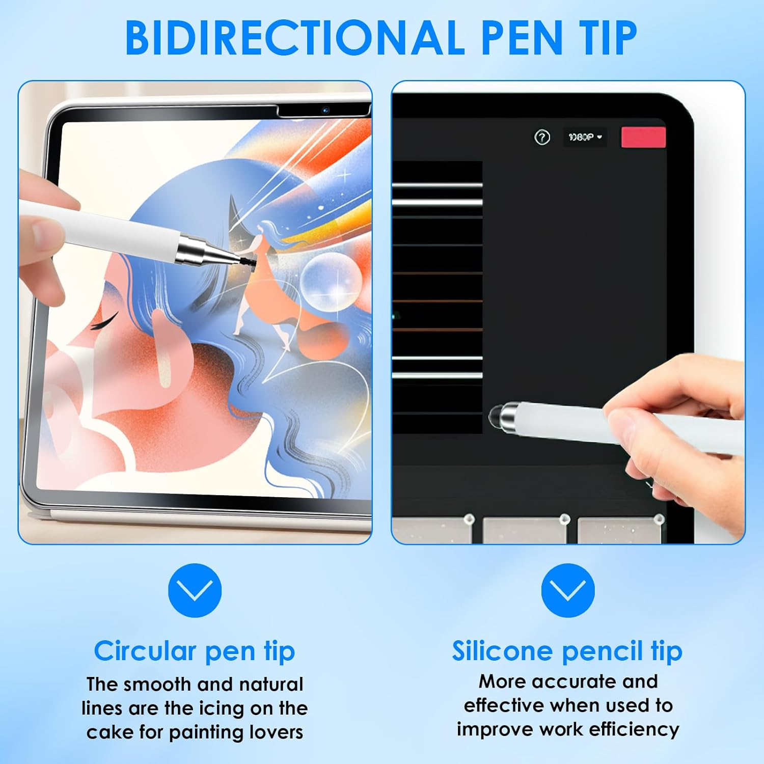 Ozessence 2 Pcs Stylus Pen, Two-In-One Magnetic Stylus Pen Suitable for Tablets Iphone Ipad Laptops All Universal Touch Screen Devices (White/Black)