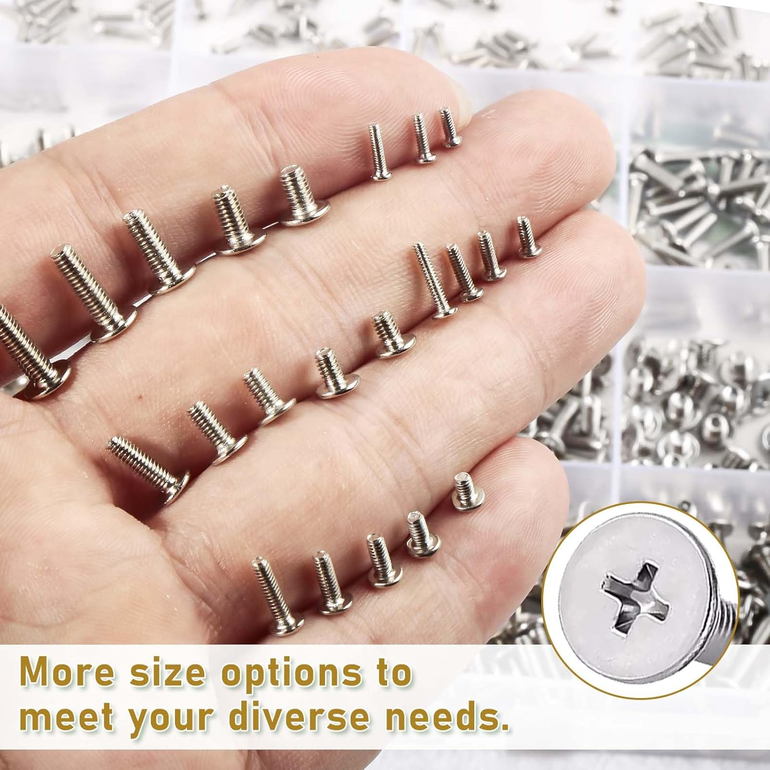 840Pcs Flat round Head Machine Screw Phillips SSD Screw Small Computer Laptop Screws Nickel Plated Micro Screw Assortment Kit for Eyeglasses, Watches, Electronic Repair image number 1