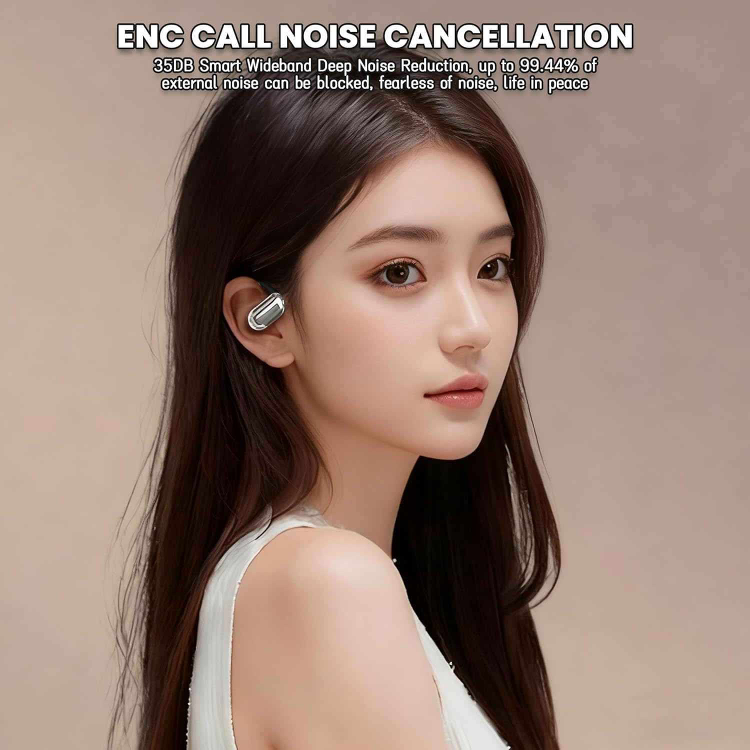 TKTCO over the Ear Headphones Q16Pro ，Smart Touch Screen Charging Box，Sports Earhook Bluetooth Headphones，Suitable for Fitness Running and Cycling, IPX4 Waterproof and Noise Reduction (Grey) - Silver image number 7