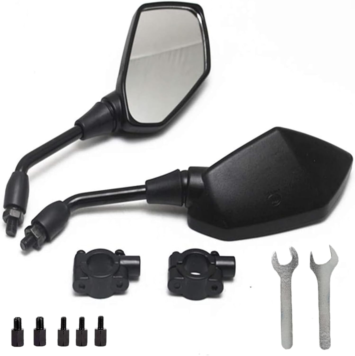 【2024 Upgraded】Motorcycle Convex Rear View Mirror, Mirrors for Bike,Motorcycle,Atv,Scooter, with M8 M10 Threaded Bolt, with 7/8" Handle Bar Mount Clamp Compatible with Cruiser, Suzuki, Honda,Victory image number 3