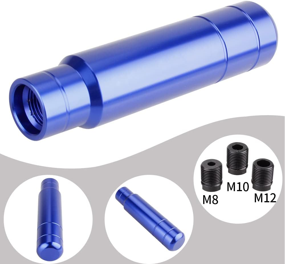 BARTOO Aluminum Alloy Heavy Weighted Shifter Knob, 5" Auto Gear Shift Knob, Car Gear Lever Stick Shifter Handle,With 3 Threaded Adapters M8 M10 M12,Fit Most Automatic Manual Vehicle (Blue)