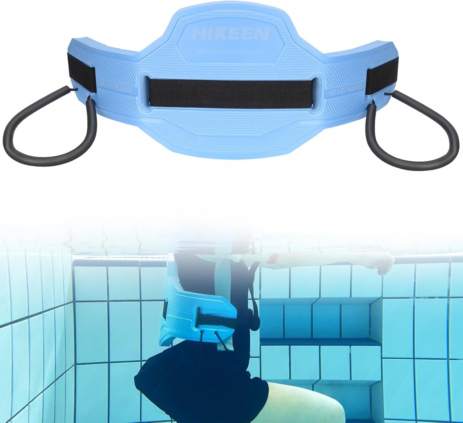 Hikeen Swim Floating Belt,Water Aerobics Swimming Belt with Fixing Straps,Jogger Flotation Aid Buoyancy Belt for Swimming Pool Fitness and Fitness Workout Therapy image number 1