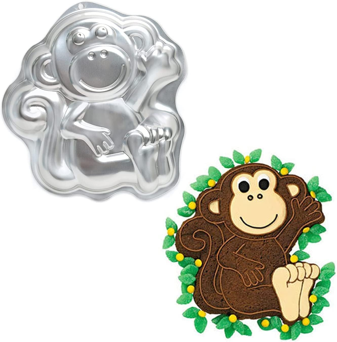 3D Aluminum Large Monkey Shape Cake Pan Baking Pans Tins Cake Decorating Mould Birthday Halloween Christmas Party Bakeware