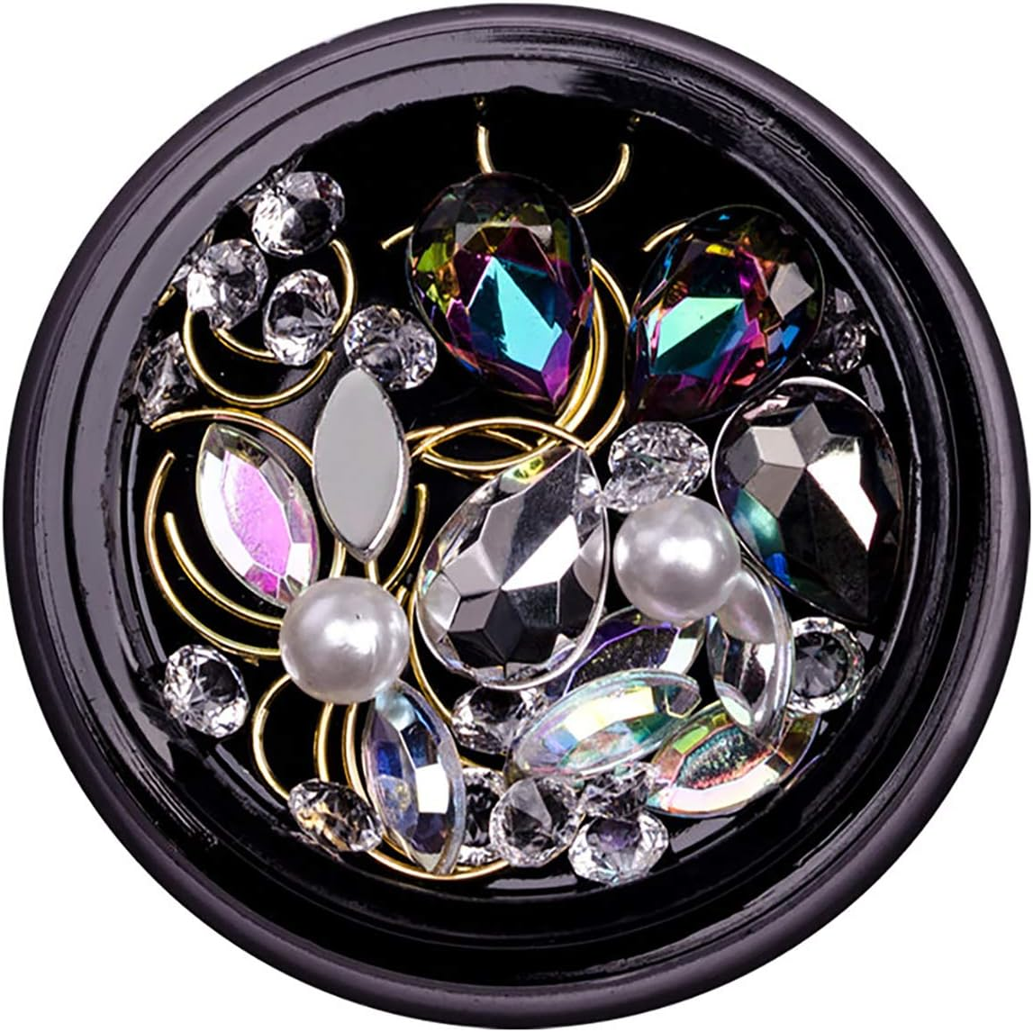 1 Box Nail Art Rhinestones Nail Gemstone Rhinestones Crystal Diamond DIY Mixed Metal Transparent Decorative Nail