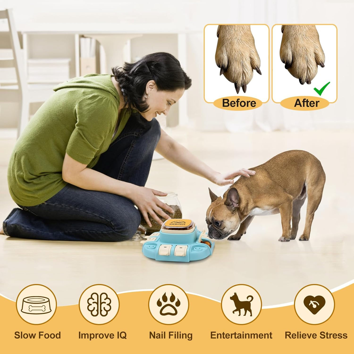 Dog Slow Feeder Interactive Toy, Dog Food Puzzle Toy for Entertainment 2 Levels, Dog Treat Puzzle Food Dispenser for All Breeds Smart Dog, Dog Enrichment Toys for Brain Training image number 3