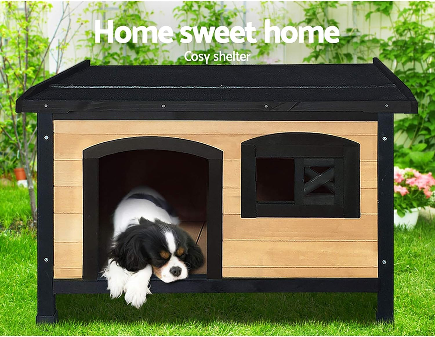 I.Pet Dog Kennel House, Large Kennels Portable Wooden Pet Puppy Houses Crate Cabin Outdoor Indoor Garden Pets Furniture, Uv-Resistant Durable Heavy Duty Multicoloured image number 4
