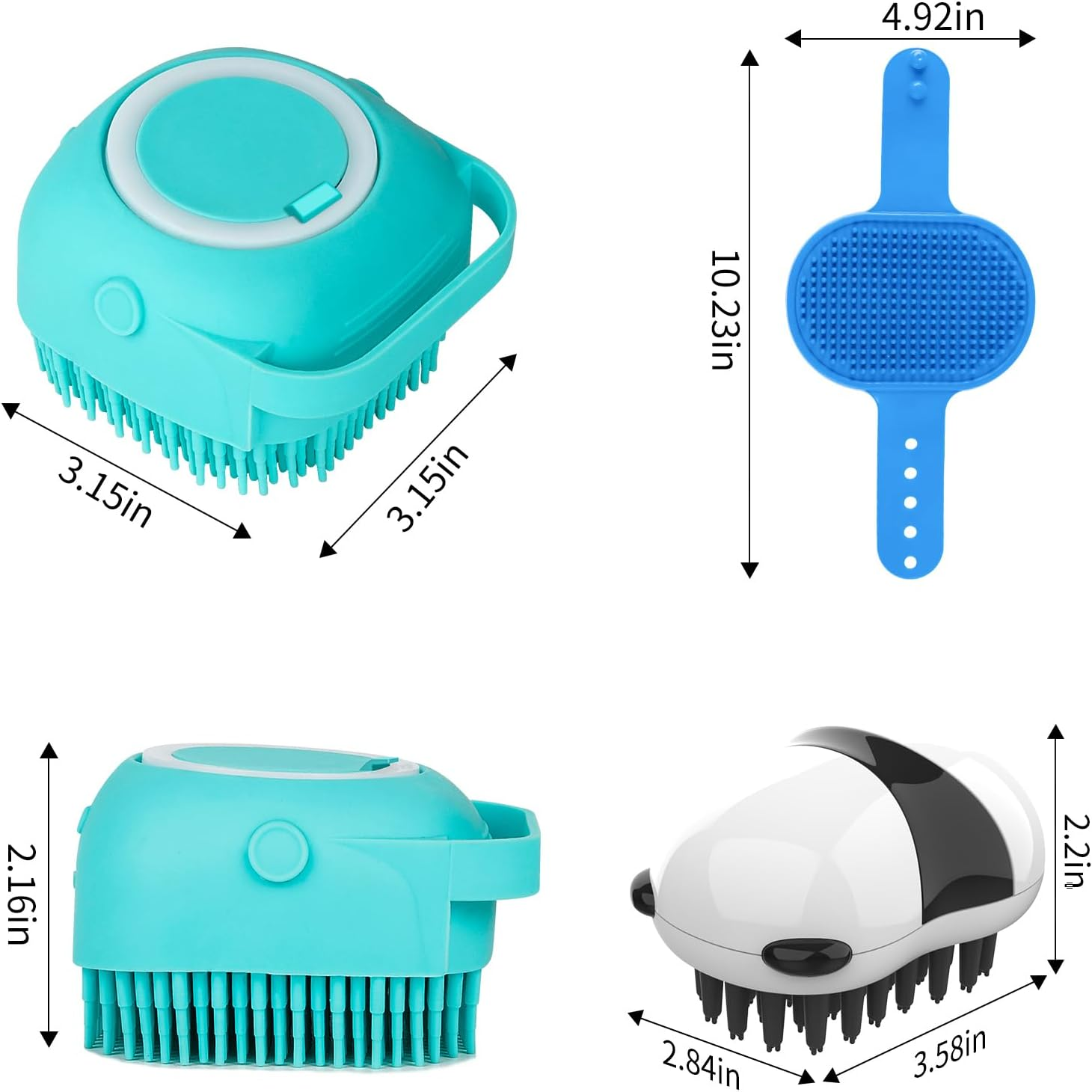 Comotech 3-In-1 Dog Grooming Brush | Adjustable Handle Shampoo Brush & Scrubber for Short & Long Haired Dogs & Cats (Blue Blue White) - Gray Gray White image number 3