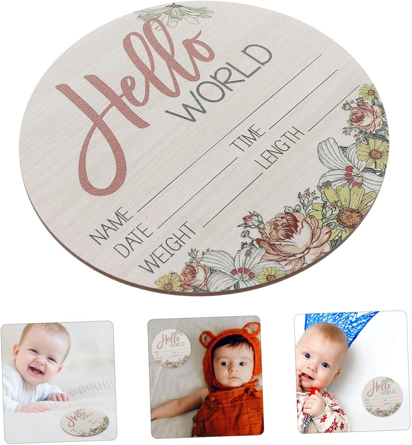 Wooden Newborn Announcement Sign Baby Birth Name Photo Prop for Hospital Baby Shower Nursery Decor image number 5