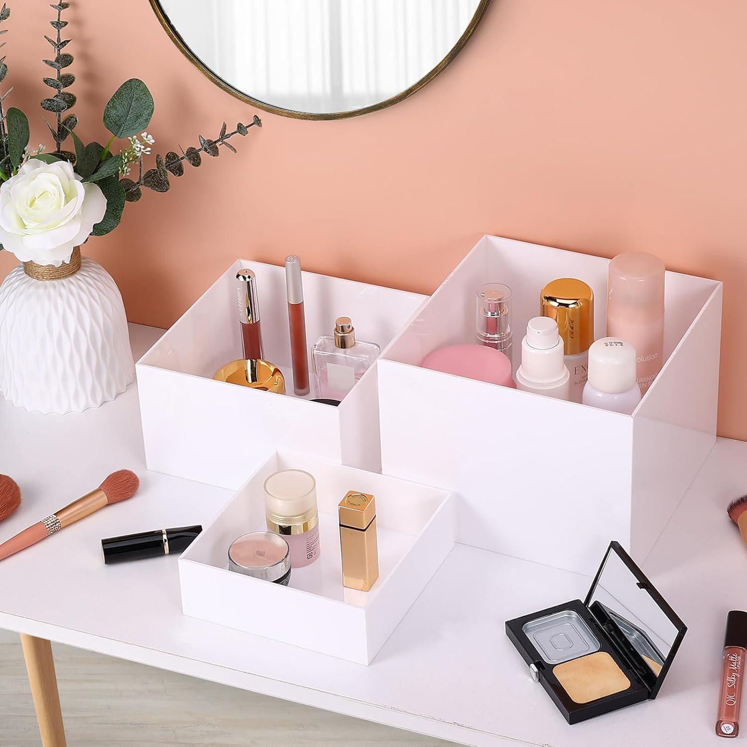 6 Pack Acrylic Display Boxes Cube Riser, Food Display Stands for Party Buffet Risers White Cake Stand Acrylic Square Food Display Set Dessert Table Display Nesting Riser Jewelry Display Holder image number 1