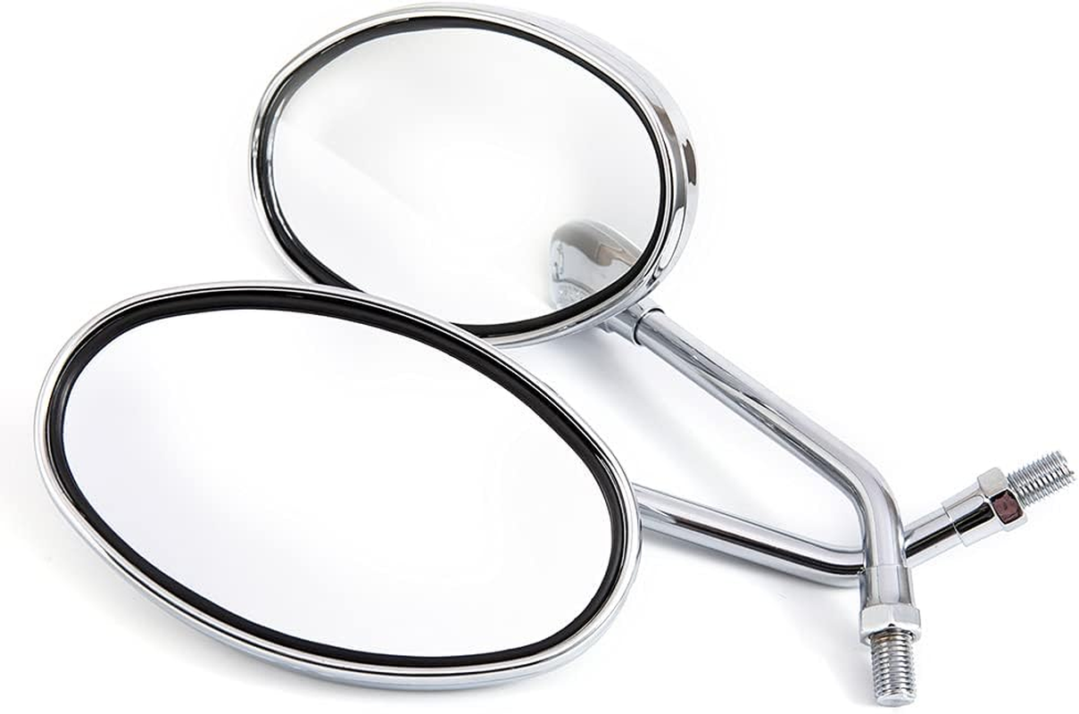 APEBAZY Universal Motorcycle Mirror Oval Chrome Rear View Mirror 10 Mm Motorcycle Side Mirror for Xt 600 Virago 125 535 1100 Vmax 1200 image number 3