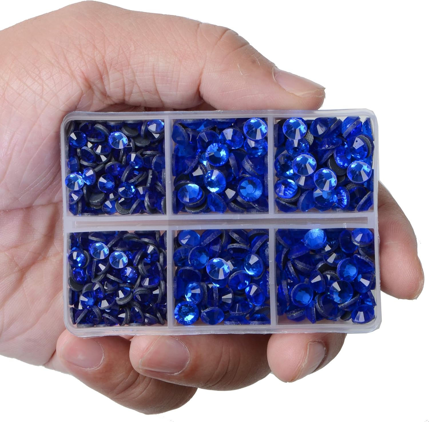 Lpbeads 6400 Pieces Hotfix Rhinestones Sapphire Flat Back 5 Mixed Sizes Crystal round Glass Gems with Tweezers and Picking Rhinestones Pen image number 5