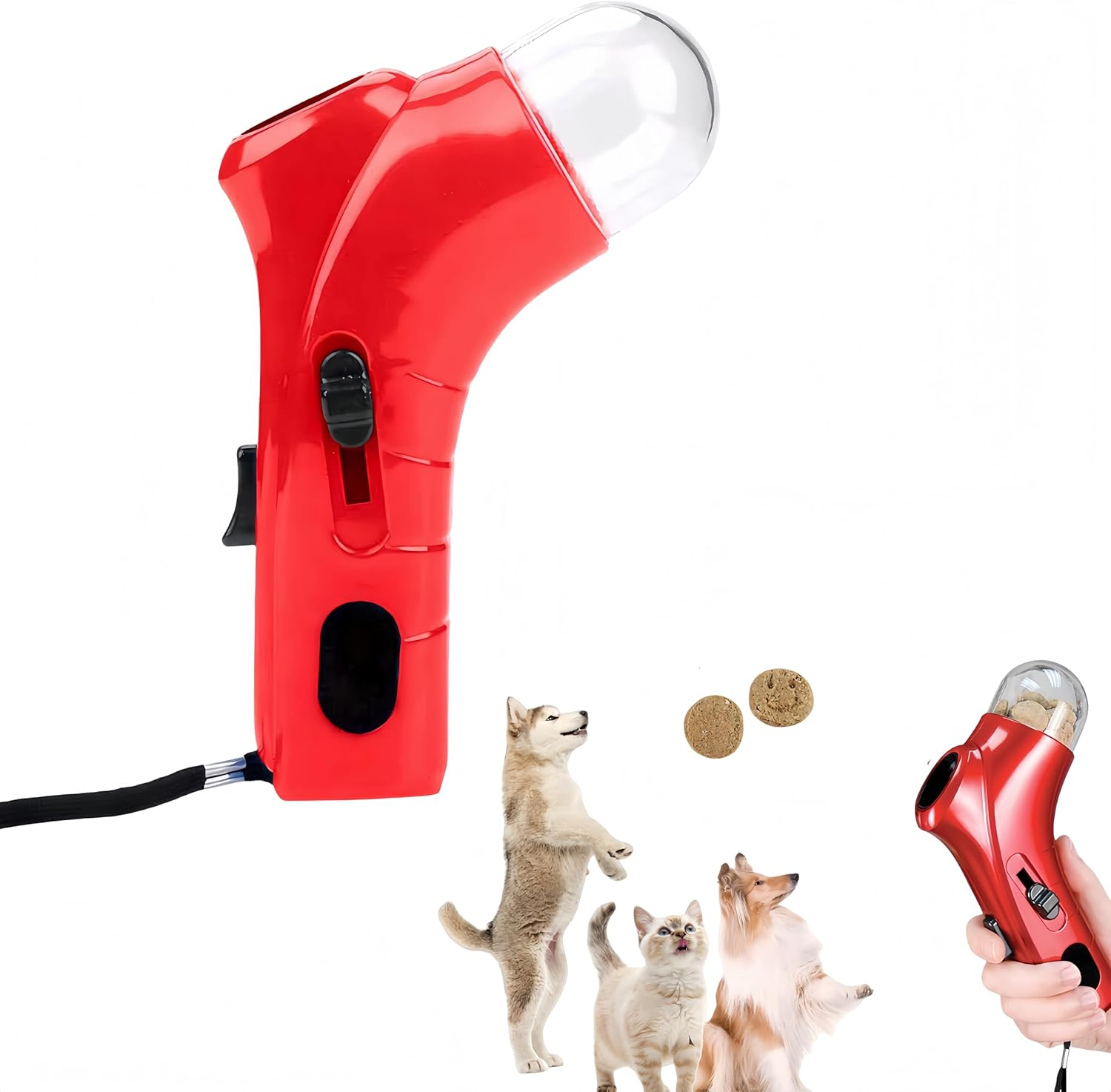 Interactive Dog Toys for Boredom Interactive Cat Treat Gun Handheld Dog Enrichment Puzzle Feeder Pet Snack Dispenser for Home Outdoor