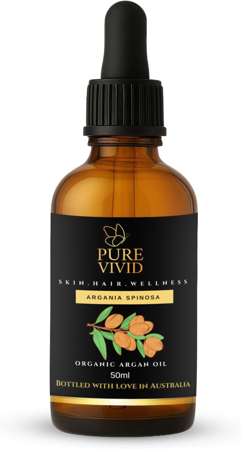 Pure Organic Moroccan Argan Oil &ndash; Cold-Pressed & Unrefined Natural Moisturizer for Face, Hair, Nails & Body | Non-Greasy, Fast Absorbing & Rich in Antioxidants Argon Oil | Glass Bottle with Dropper