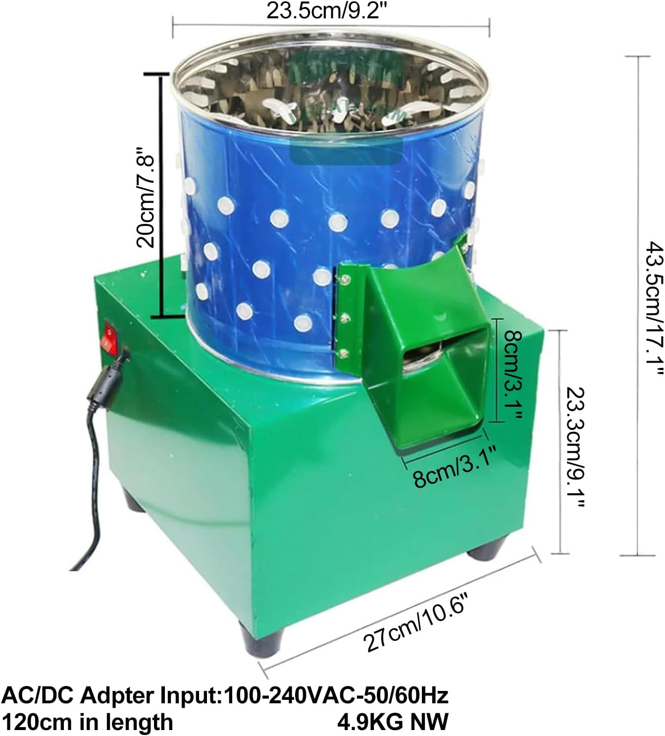 Chicken Plucker Automatic Feather Plucking Machine Heavy Duty Stainless Steel Poultry De-Featherer with 88 Rubber Fingers 60W 550R/Min Mini Electric Chicken Plucker for Duck Goose Bird