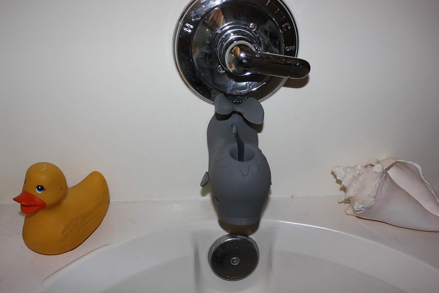 Bath Spout Cover for Bathtub - Faucet Baby Covers Protects Baby during Bathing Time While Being Fun. Cute Soft Whale Making for Enjoyable Safe Baths Your Child Will Love. (1 Pack, Grey) image number 5