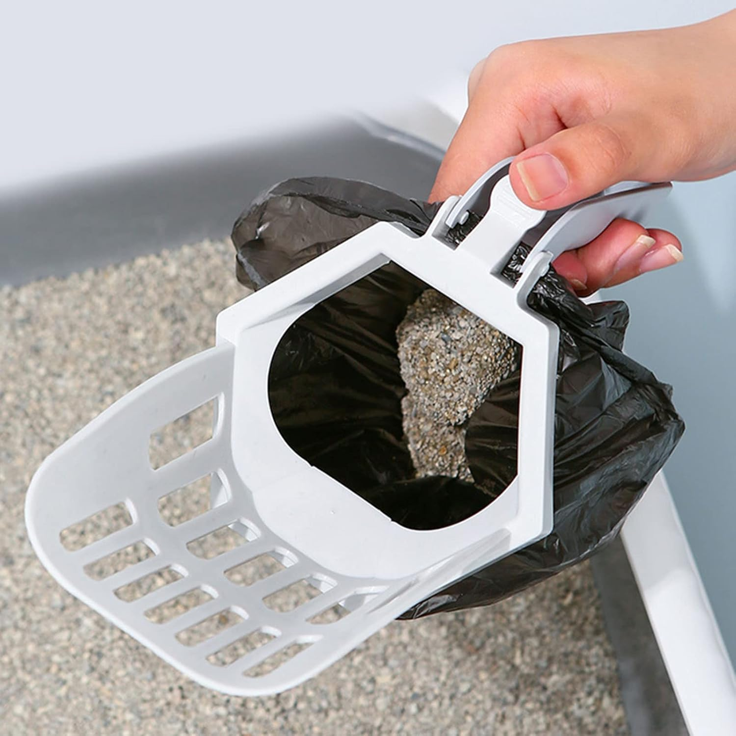 TITA-DONG Cat Litter Scoop, Cat Litter Scoop with Waste Container, Removable, Portable, Integrated Cat Litter Scoop, Cat Litter Strainer Scoop System for Kittens, Older Cats (Grey) image number 6