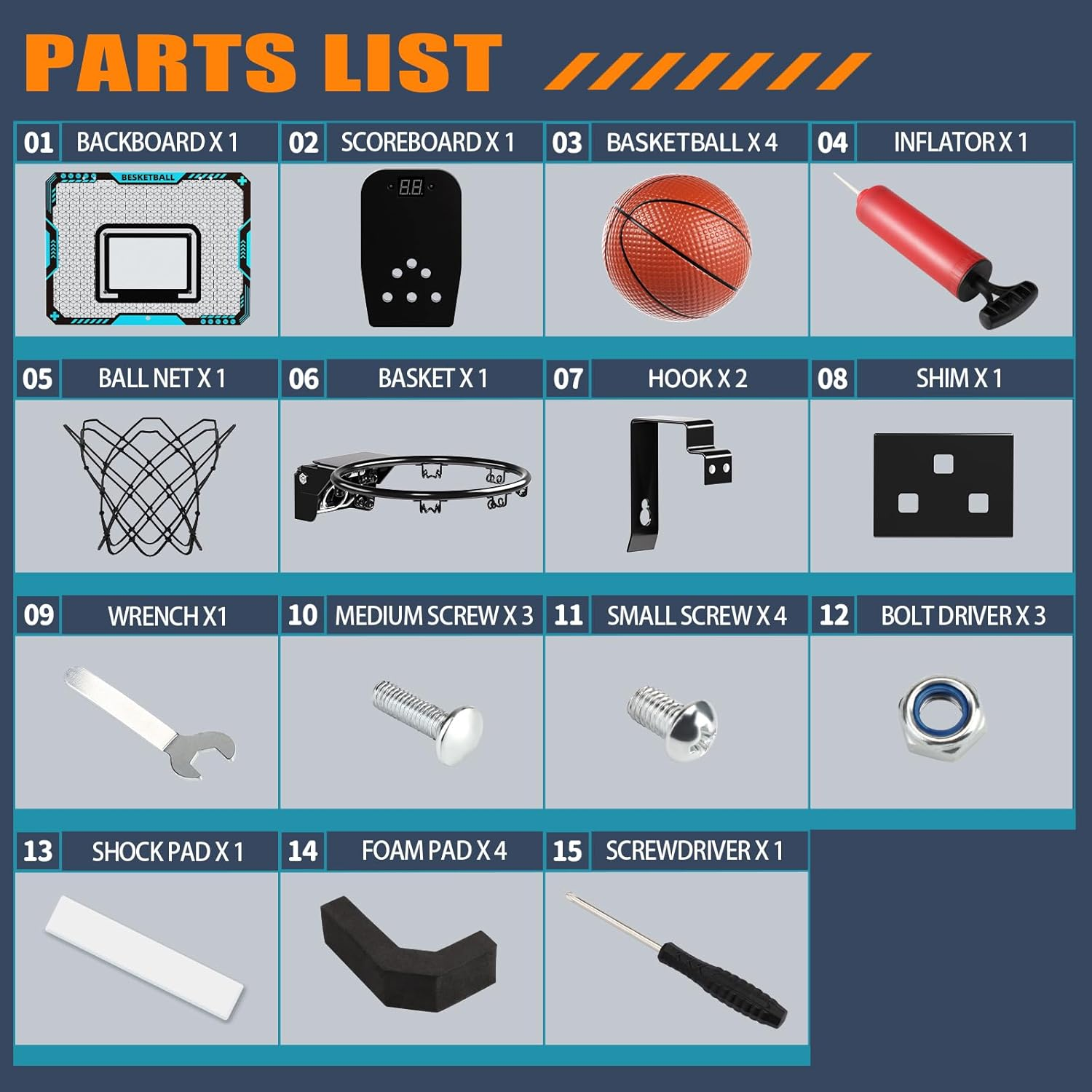 Uregoio Indoor Mini Basketball Hoop for Boys Kids Aged 5 6 7 8 9 10 11 12+, over the Door Basketball Hoops with LED Lighting, Electronic Scoreboard, and 4 Balls, Sport Toys Birthday Gift image number 5