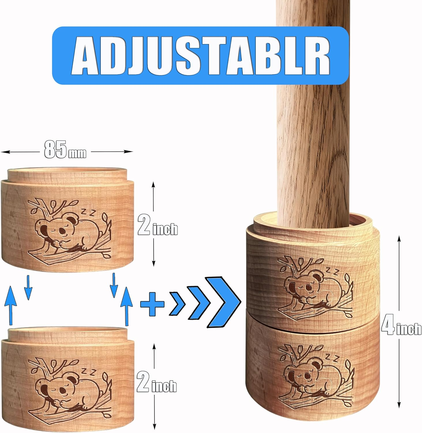 2" Heavy Duty Bed Risers, Bed Lifts, Furniture Risers, Great for under Bed Storage, Bed, Table, and Chair Lifts, Adds 2" Height to Heavy Furniture or Beds of 4Pcs image number 1