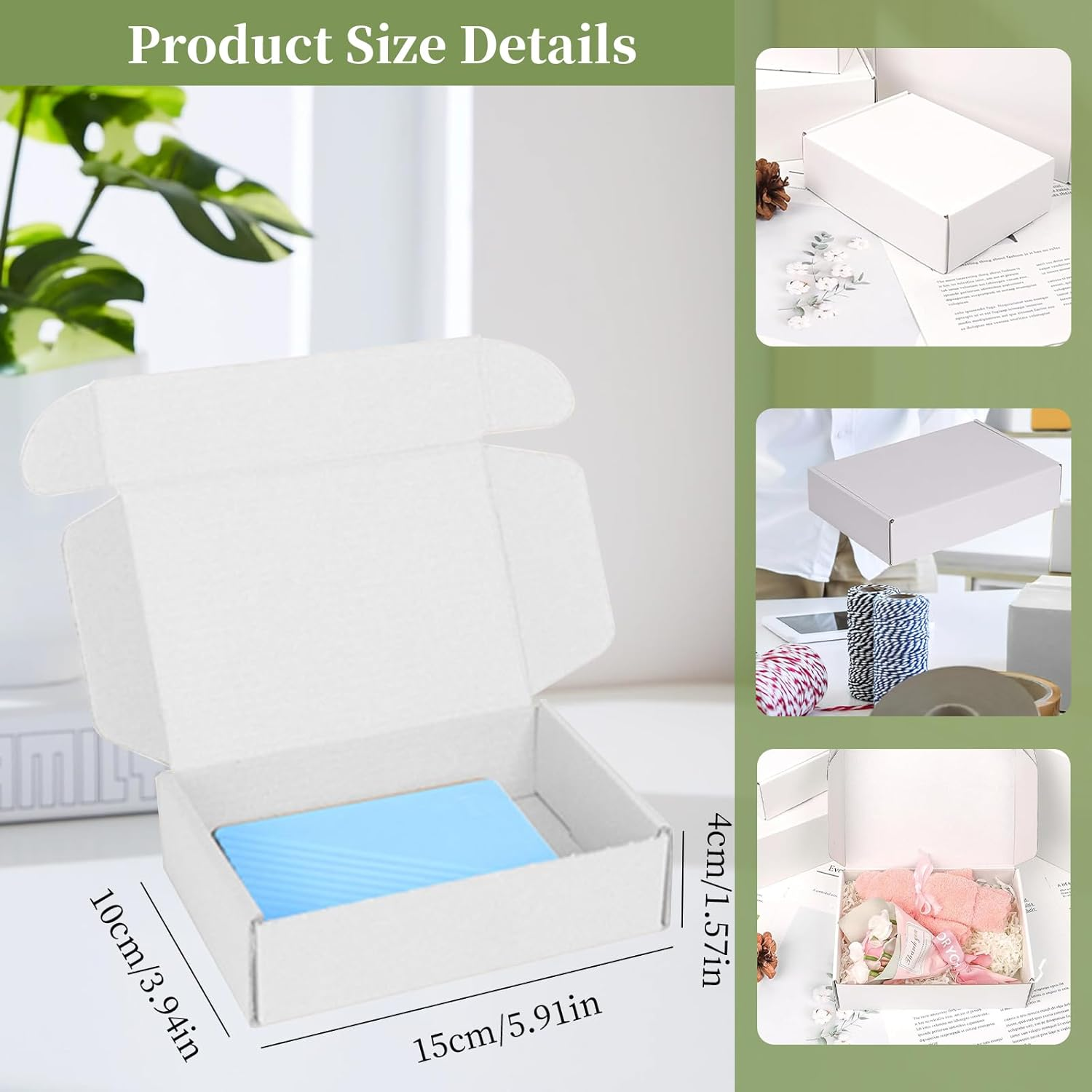 White Corrugated Cardboard Shipping Boxes, 150X100X40Mm Mailing Cardboard Shipping Packaging Boxes, Small Parcel Boxes for Small Business, Packing, Mailing, Storing, Posting (WH, 25PCS) image number 4