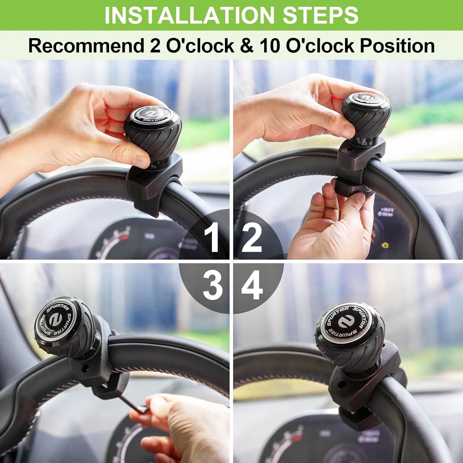 Spurtar Steering Wheel Knob, Universal Car Suicide Knob Power Handle Spinner Fit for Steering Wheel, Cars, Semi Truck, Forklifts, Tractors, Boat, and Golf Cart &ndash; Black image number 6
