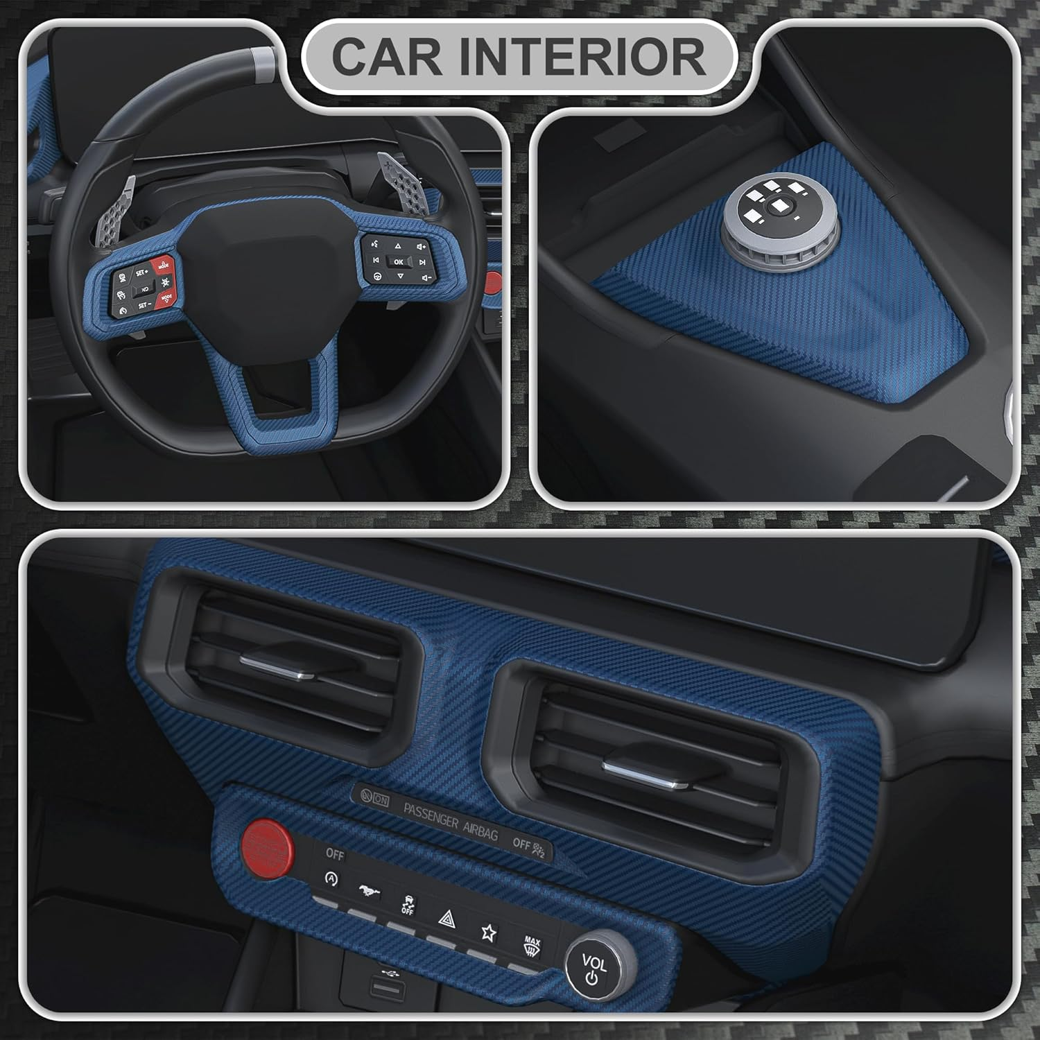 Lypumso 3D Blue Carbon Fiber Vinyl Wrap, Car Wrap Film Roll with Air-Release Technology for DIY Use, Car Auto Decal Exterior and Interior Wrapping Film, Vehicle Self Adhesive Sticker(1Ft X 5FT) image number 6