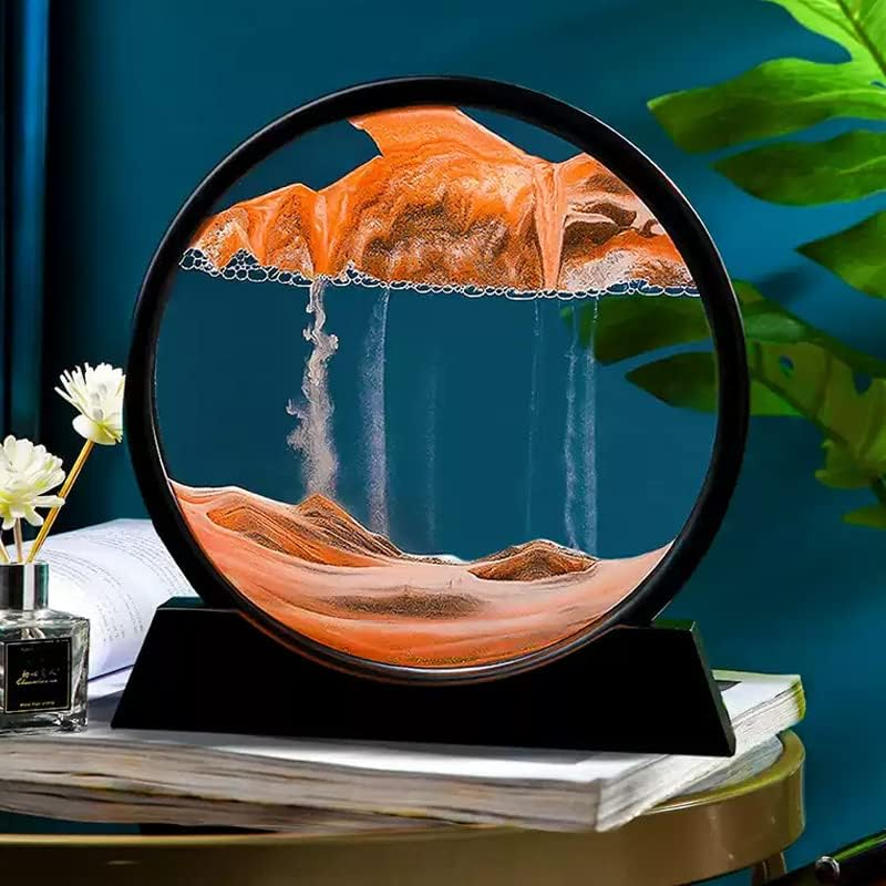 Moving Sand Art Picture round Glass Quicksand Painting 3D Deep Sea Sandscape, Decorative Artwork, 7.09X7.48 Inches - Green image number 6