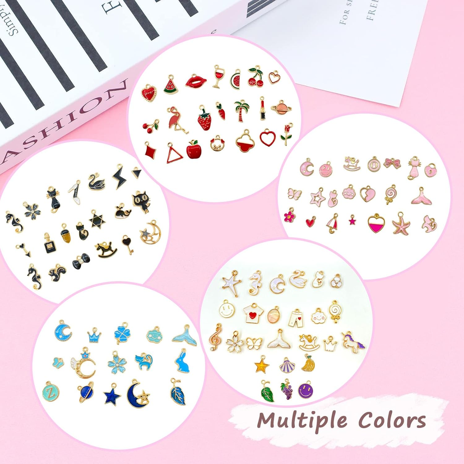 100Pcs Charms, Charms for Jewelry Making, Assorted Wholesale Mixed Color, for DIY Necklace Bracelet Jewelry Making and Crafting image number 5