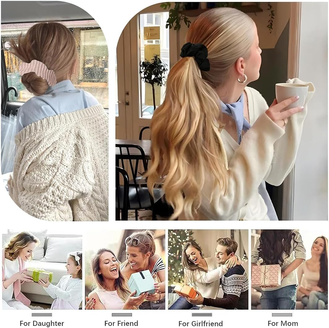 Pack of 3 Hair Bobbles Scrunchies Hair Rubber Bands Hair Bands Elastic Colourful Hair Accessories Hair Rope for Girls Women Ponytail Hair Bobbles with Zip Pocket Hair Scrunchies image number 4