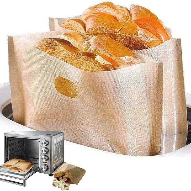 AIMALL 10PCS Reusable Toaster Bag, Gluten-Free Bread Bag Sandwich Toasting Bags for Toaster, Oven, Microwave, 16X16.5Cm - Non-Stick Brown Toasting Bags image number 2