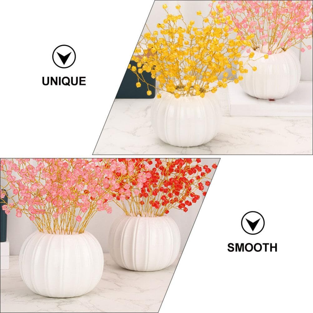 DECHOUS Succulent Planter Pots White Ceramic Pumpkin Vase Bubble Vase for Flower Arrangement Hydroponic Planter for Dried Flower image number 2