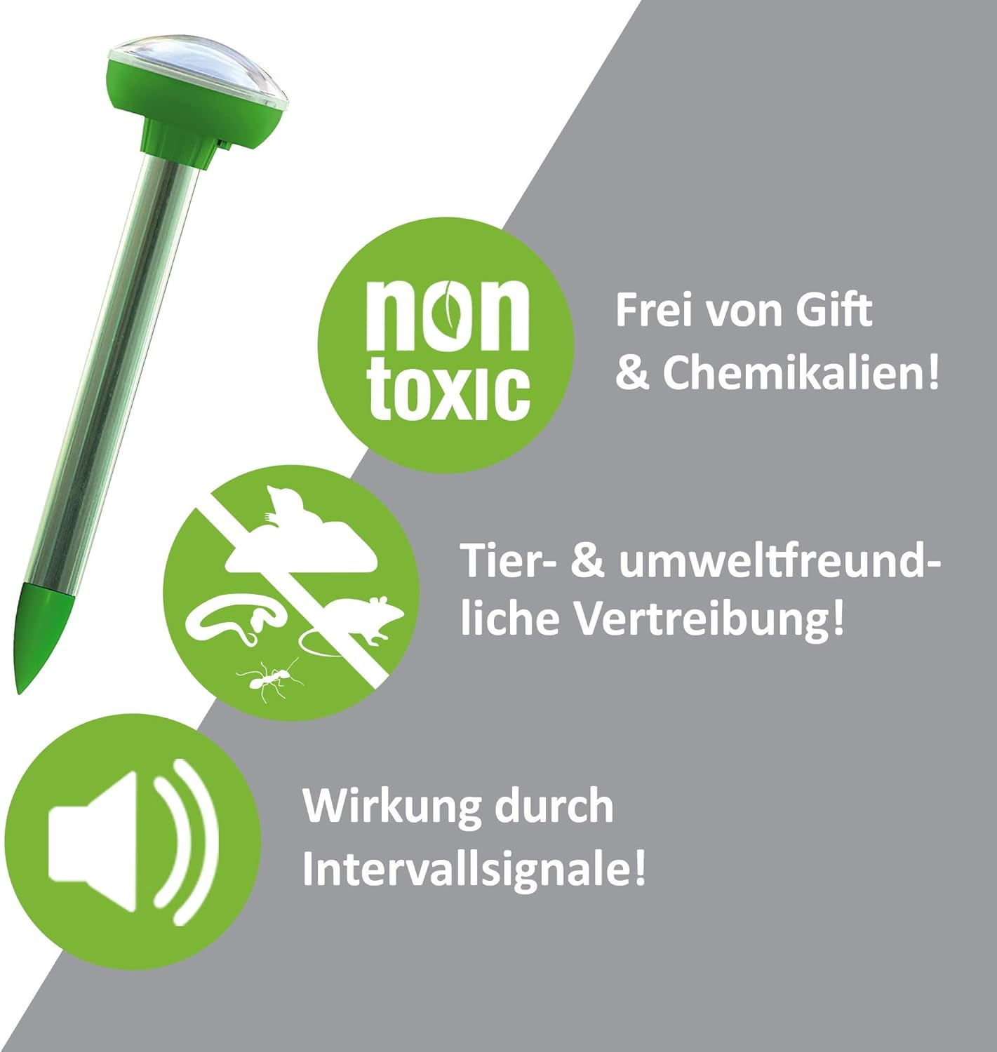 ISOTRONIC Solar Mole Scarer, Effective Vibrasonic Deterrent against Mole, Mouse, Rat, Ant, Vole, Snake - High Frequency Outdoor Repeller - Pack of 3 Pcs. image number 3