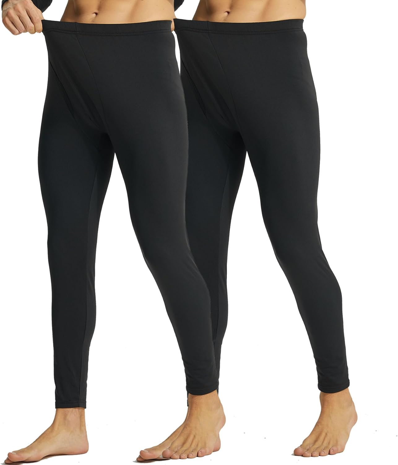 2 Pack Mens Thermal Long Johns Thermal Underwear for Men Soft Base Layer Thermal Pants Winter Warm Bottoms for Cold Weather