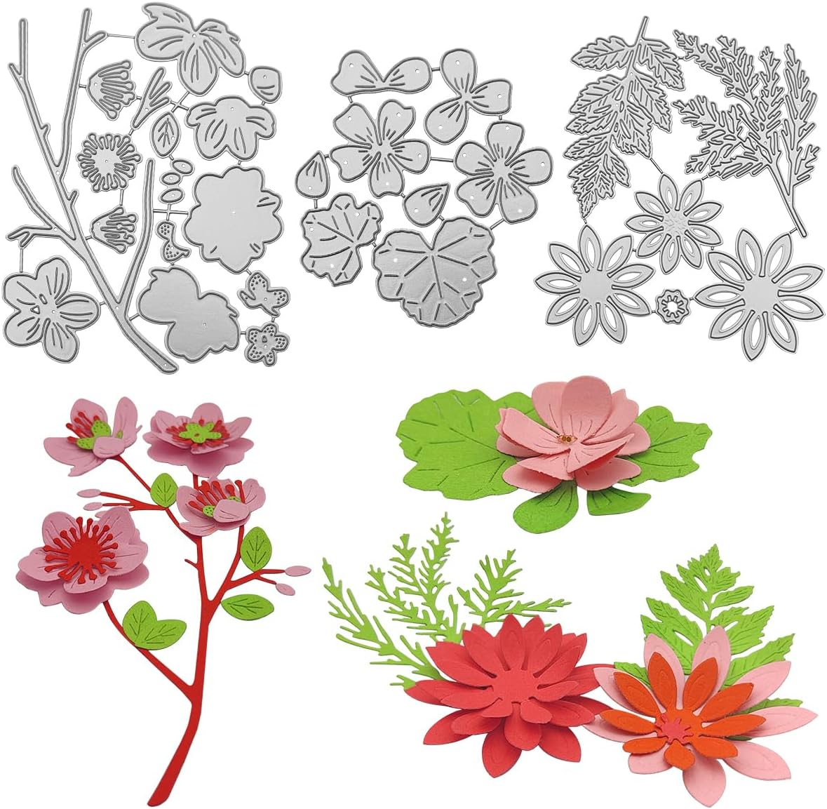 3D Flower&Leave Die Cuts for Card Making, AFUNTA 3 Sets Metal Die Cutting Card Making Supplies for DIY Scrapbook, Photo Album Decor image number 4