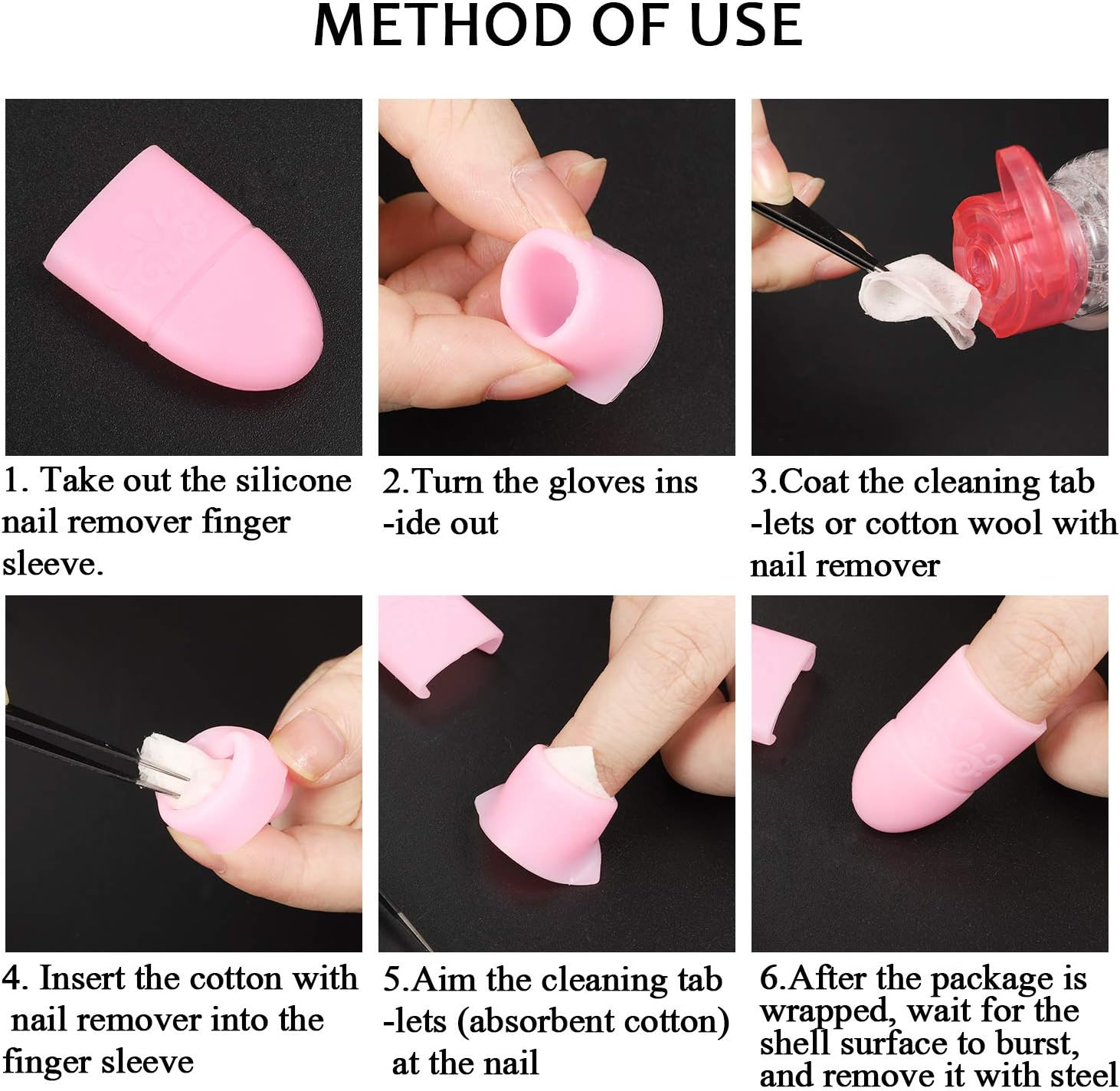 Boao 30 Pieces Wearable Nail Polish Remover Caps Soak off Silicone Gel Fingernail Wrap Cleaner Reusable Caps in Purple, Rosy and Pink for DIY Nail Supplies image number 4