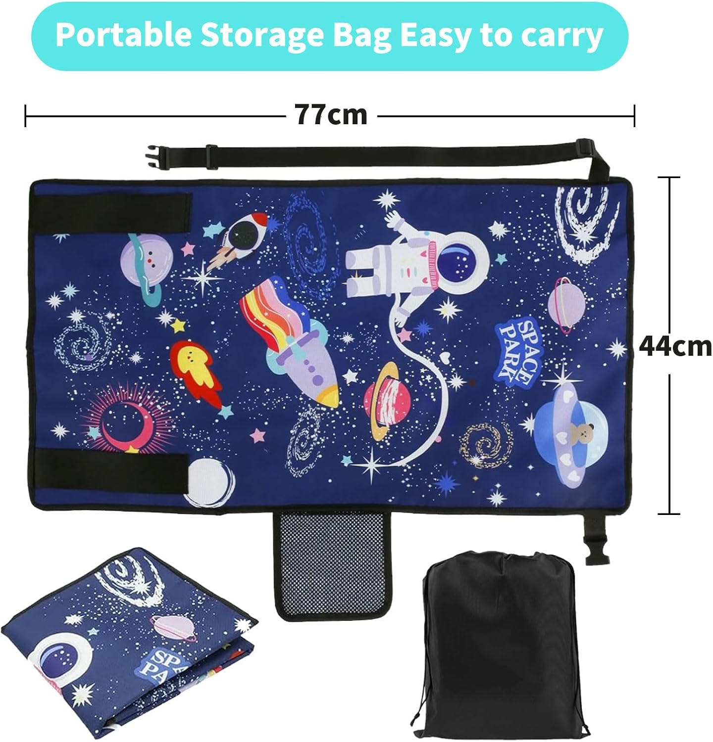 Airplane Travel Bed for Kids Foldable Airplane Bed For77*44Cm Airplane Seat Extender for Travel Waterproof Lightweight Airplane Foot Hammock for All Airplane Seats (Starry Blue) image number 5