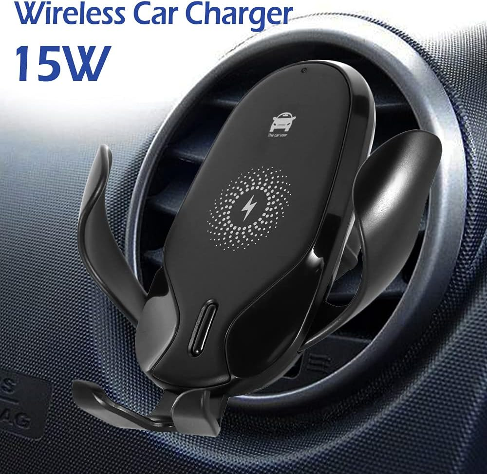 Wireless Car Charger,15W Qi Fast Charging Auto Clamping Car Charger Phone Mount， Windshield Dashboard Air Vent Phone Holder for Various Smartphones image number 4