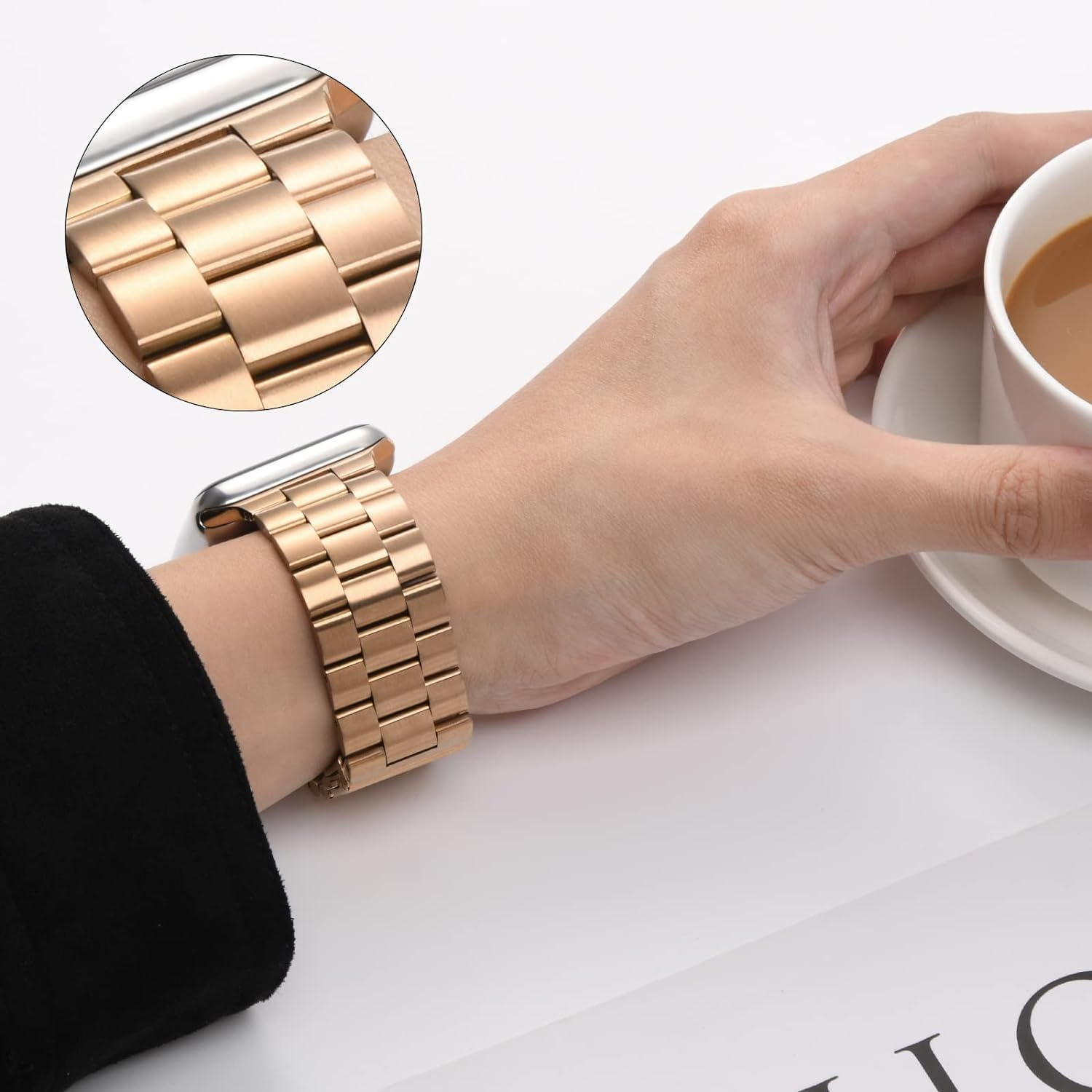 Compatible with Apple Watch Band Strap 42Mm 44Mm 45Mm 46Mm 49Mm,Stainless Steel Iwatch Band for Apple Watch Series 10/9/8/7/6/5/4/3/2/1/Se/Se2/Ultra1/Ultra2 image number 2